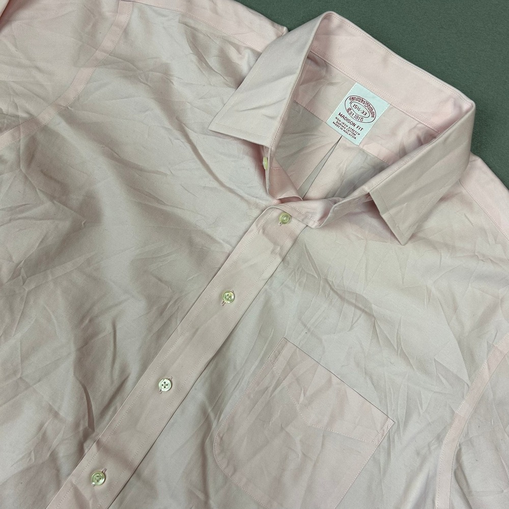Brooks Brothers Madison Fit Non-Iron Stretch Men 15.5 33 Pink